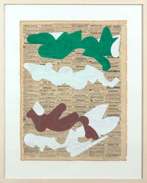 Henri Plaat - Gouache op krantenpapier, Zonder titel - 2009 verkocht voor € 150!