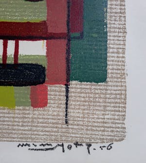 Wim Motz - Geometrisch abstracte compositie, litho kopen? Bied vanaf 95!