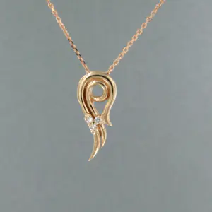 14k gouden collier en hanger met briljant geslepen diamant totaal circa 0.04ct kopen? Bied vanaf 325!