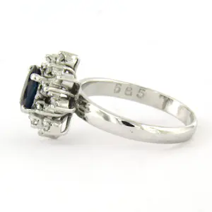 14k gouden ring met saffier en single cut geslepen diamant tot. 0.25ct kopen? Bied vanaf 540!