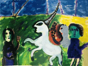 Eugene Brands - Zeefdruk. Eenhoorn kopen? Bied vanaf 325!