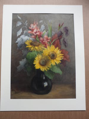 Jacoba Ottolina Adriana Roos Vlasman-Lingeman - Olieverf op papier, Bloemen in een vaas. kopen? Bied vanaf 35!