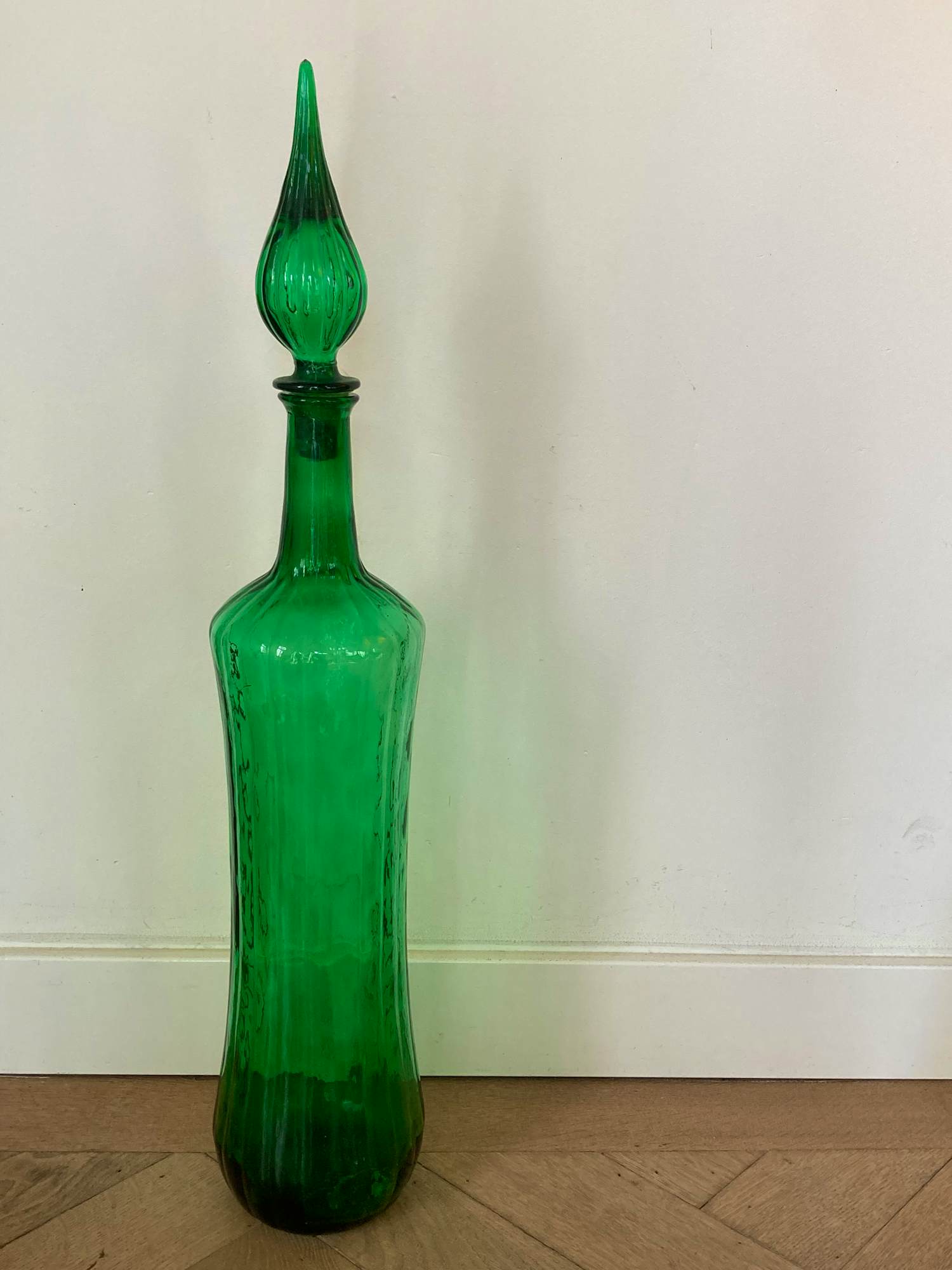 Empoli Glas - Groene Empoli glazen karaf, iconisch model Genie, 1970 kopen? Bied vanaf 75!
