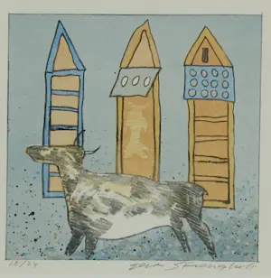 Gert Strengholt - Set van twee litho's, Vis toren & Koe toren - Ingelijst kopen? Bied vanaf 60!