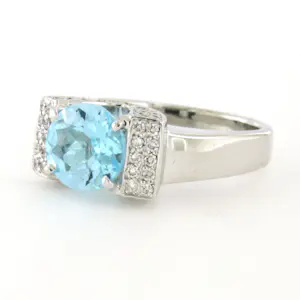 14k witgouden ring met topaz en briljant geslepen diamant 0.60ct - rm 16.5 kopen? Bied vanaf 1100!