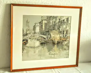 Hans Figura - Farb Radierung Aquatinta auf Seide Brücke in Venedig 50er Jahre handsigniert kopen? Bied vanaf 220!
