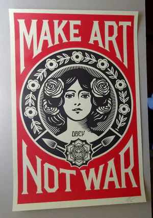 Shepard Fairey - ( Obey ) Make Art - Not War - offset - handgesigneerd kopen? Bied vanaf 109!