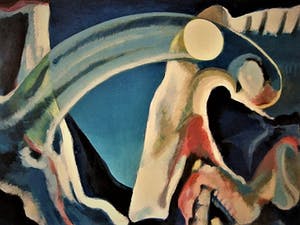 Frank Reyn - (vader van Halina) GROOT Expressionistisch olieverf "het maken van de Maan" kopen? Bied vanaf 30!