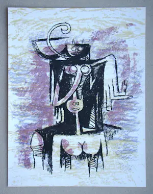 Wifredo Lam - Compositie voor de 20e eeuw - 1974 - Originele lithografie kopen? Bied vanaf 120!
