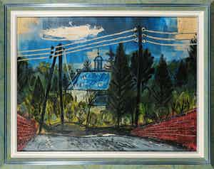 Charles Eyck - Olieverf op board, Landschap met klooster - Ingelijst verkocht voor € 1500!