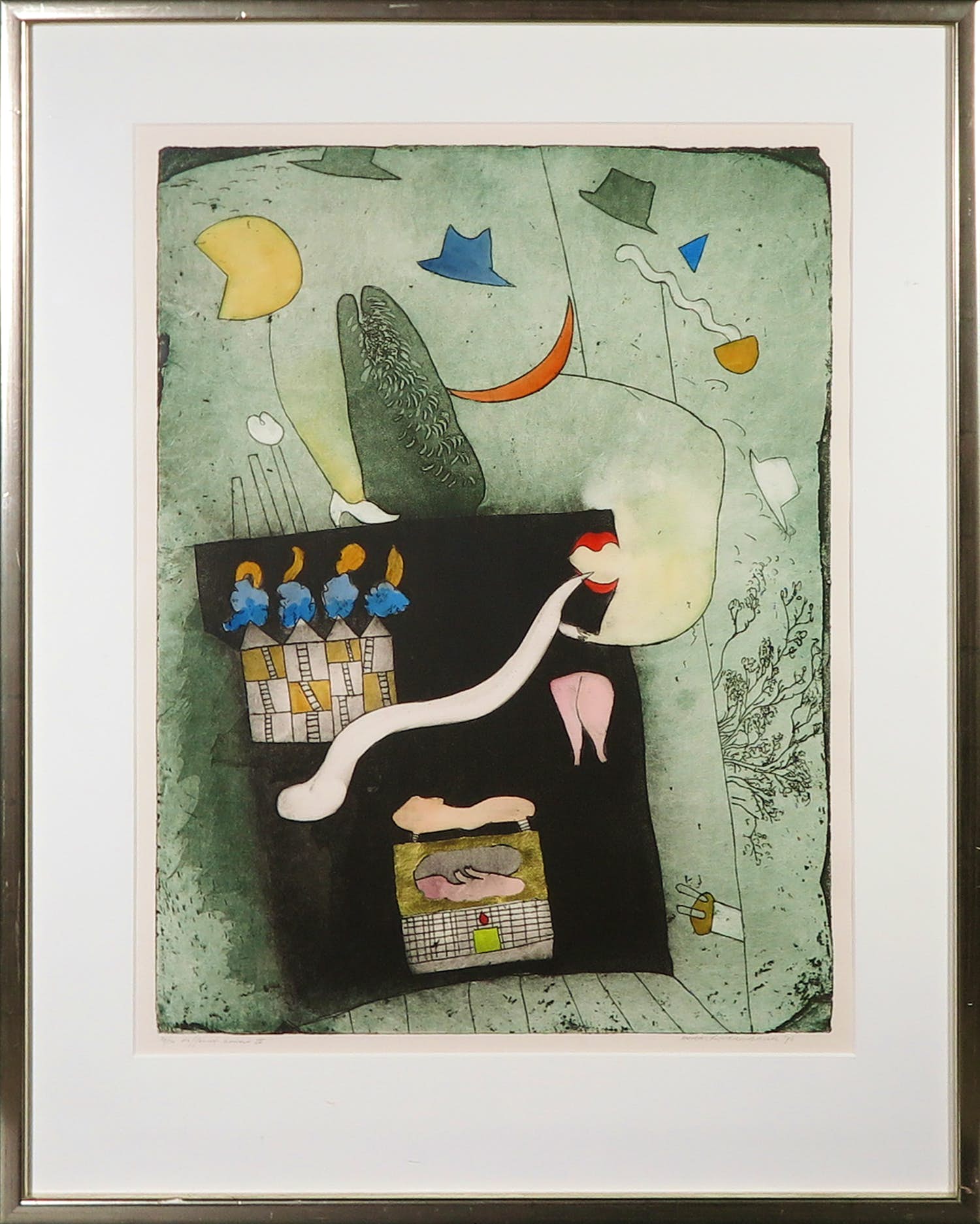 Michel van Overbeeke - Aquatint, Different Houses IV - Ingelijst verkocht voor € 50!