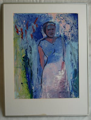 Niet of onleesbaar gesigneerd - Ingelijst, olieverf op papier , Dame - 1997 kopen? Bied vanaf 1!