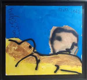 Herman Brood - laatste schilderij uit 2001, gesigneerd en ingelijst + HB-M certificaat verkocht voor € 2200!
