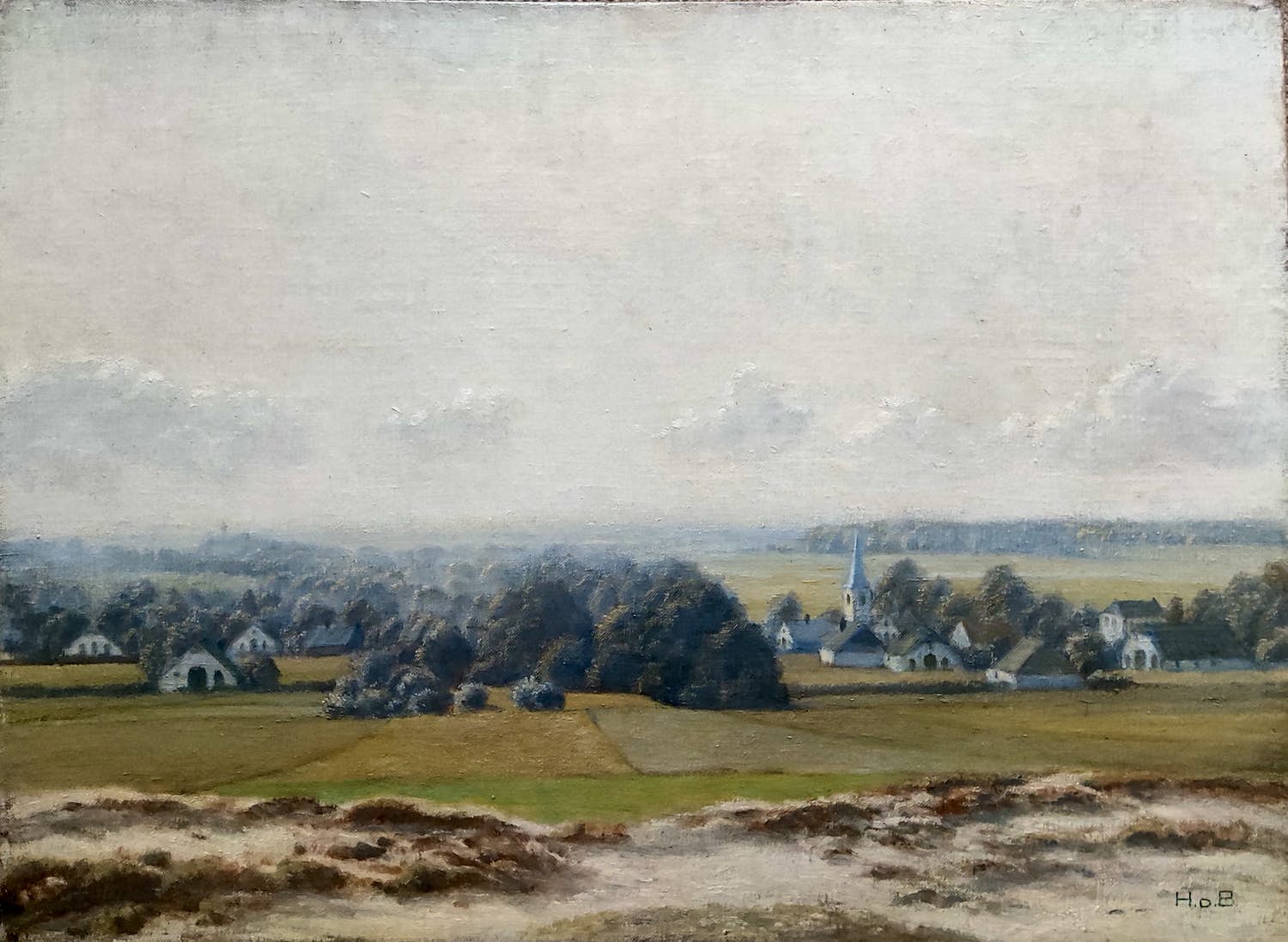 Hessel de Boer - Gezicht op dorp vanaf de duinen verkocht voor € 160!