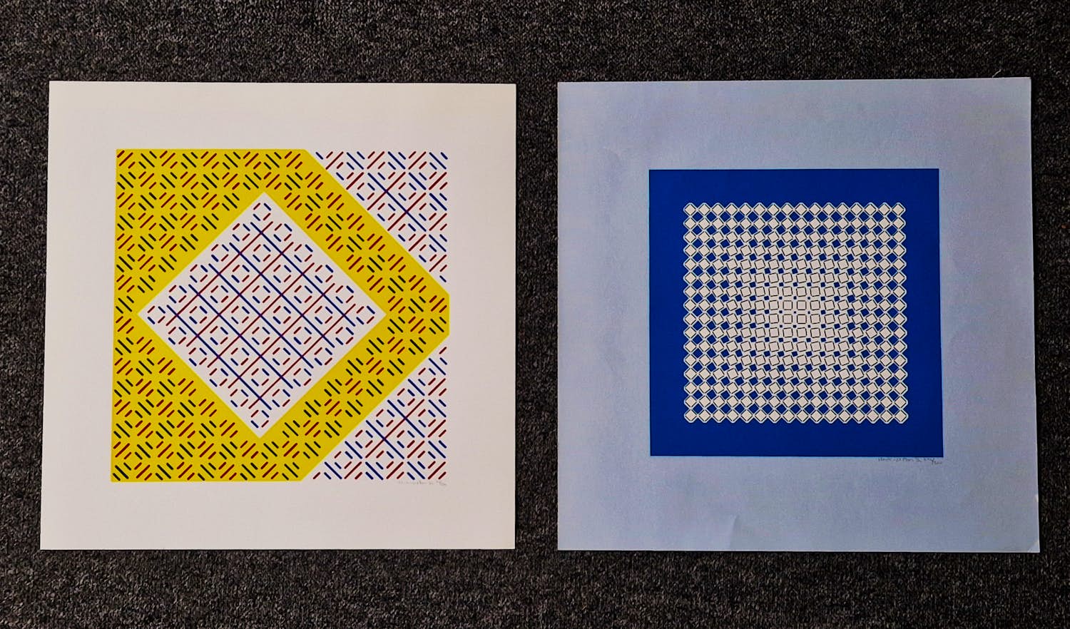 Henk van der Plas - Twee jaren 80 OP-art zeefdrukken - Abstract - potloodgesigneerd kopen? Bied vanaf 45!