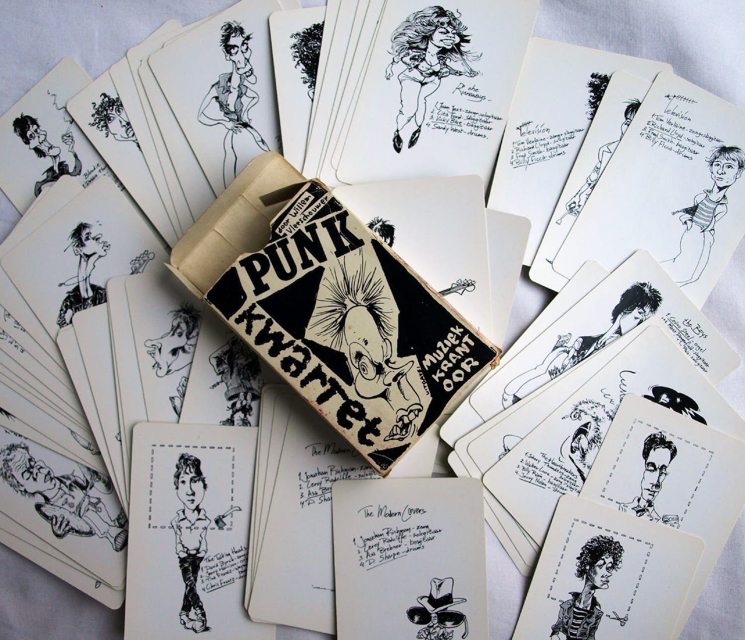Willem Vleeschouwer - Punk Kwartet , 60 Karikaturen, Sex Pistols e.a. Punk-bands - 1977 verkocht voor € 1!