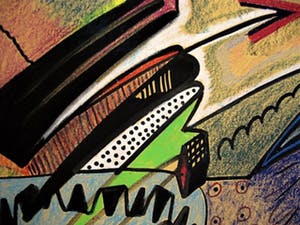 Paul de Lussanet - Figuratief Abstract Pastel "Compositie met Fantasiedier " gesigneerd 1974 kopen? Bied vanaf 1!