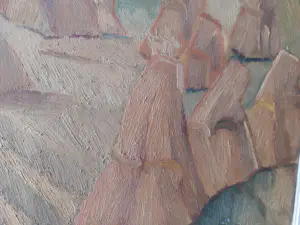 Jules De Sutter - schilderij - landschap met korenschoven - ingelijst kopen? Bied vanaf 1300!