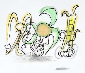 Piet Ouborg - Fantasiefiguren, met de hand ingekleurde en gesigneerde litho verkocht voor € 250!