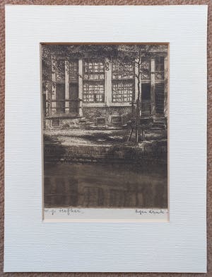 Willem Gerard Hofker - Grachtgezichtje, ets kopen? Bied vanaf 35!