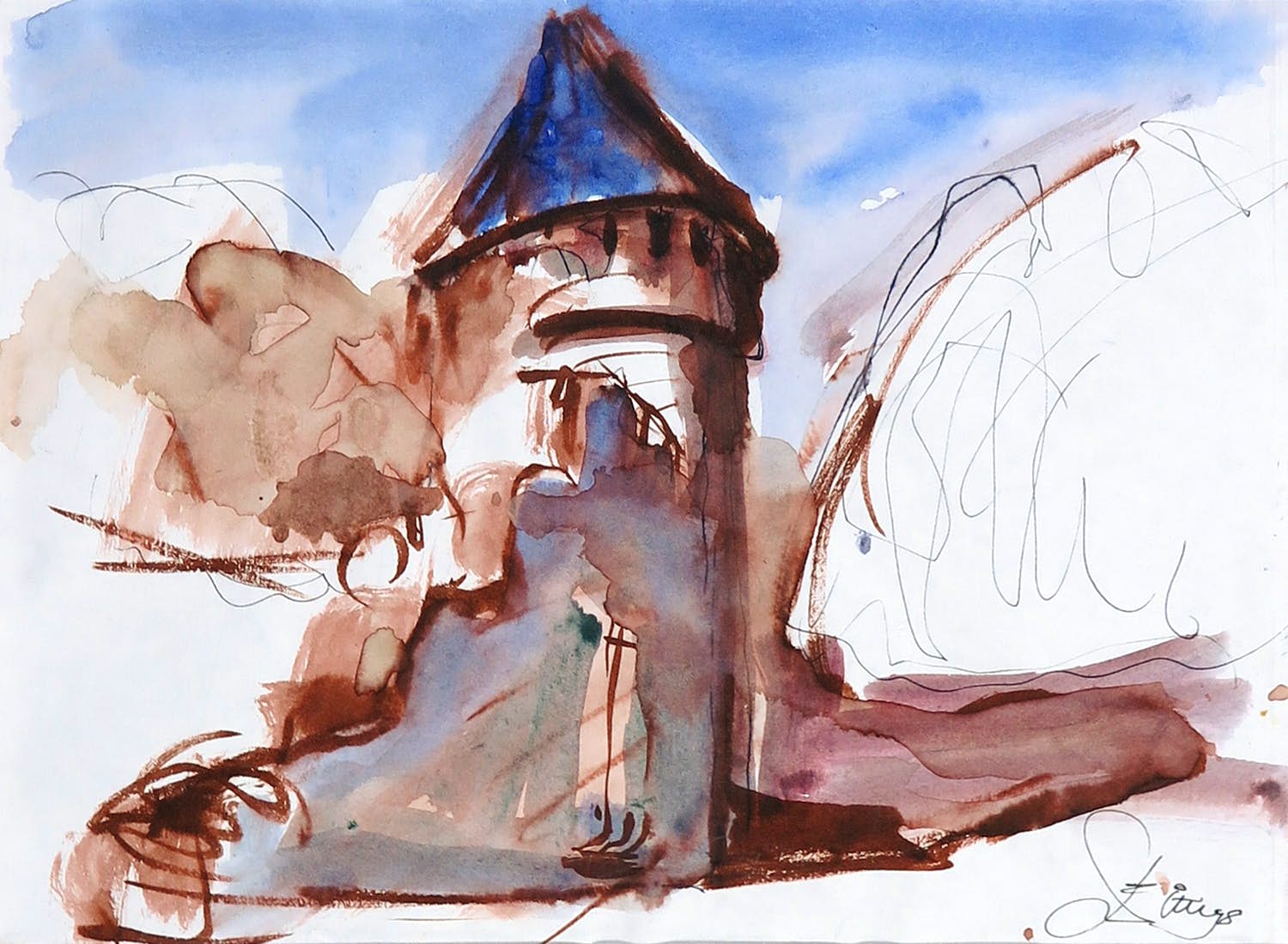 Franscz Witte - Aquarel, Zonder titel kopen? Bied vanaf 1!