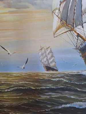 John Ambrose - Zeegezicht met zeilschepen en meeuwen kopen? Bied vanaf 100!