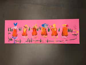 Espen Hagen - Gr Zeefdruk SIX LADIES AT THE PINK BAR Hand gesigneerd verkocht voor € 40!