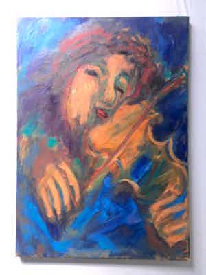 Bernie Autsema - De Vioolspeler - Olieverf op Doek verkocht voor € 55!