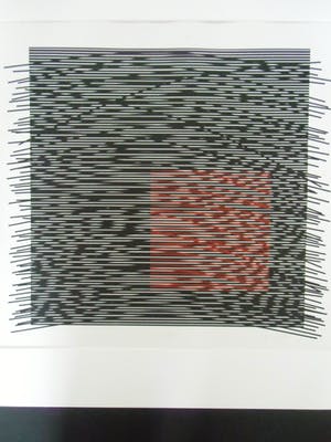 Jesus Rafael Soto - CARRÉ VIRTUEL ROUGE Á DROITE // ZEEFDRUK VAN RAFAEL SOTO kopen? Bied vanaf 325!