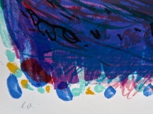 Rik van Iersel - Abstract in Cobra-stijl - in zilverkleurige brede aluminium lijst kopen? Bied vanaf 29!