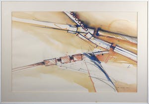Mattie Schilders - Aquarel met potlood, Partiture 9 - Ingelijst kopen? Bied vanaf 1!