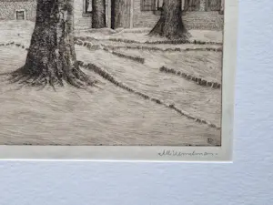 Albert Hemelman - Grote fraai gedetailleerde Litho - Kerkplein Neede - potloodgesigneerd kopen? Bied vanaf 25!
