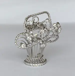 Platina/Gouden Latere Art Deco Broche/Hanger met Diamanten kopen? Bied vanaf 900!