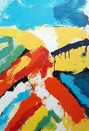 Jan Cremer - Red Mountain Red, zeefdruk (mooi ingelijst, zeer groot) kopen? Bied vanaf 295!