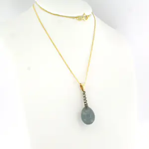 Gouden collier met goud met platina hanger met quartz en diamant kopen? Bied vanaf 240!