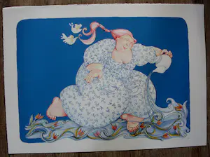 Ada Breedveld - Zeefdruk: Blauwe dame - 1999 kopen? Bied vanaf 59!