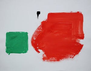 Eugene Brands - aquarel: rouge et vert au fond blanc - 1994 (achterzijde gesigneerd, zie foto's) kopen? Bied vanaf 1150!