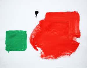 Eugene Brands - aquarel: rouge et vert au fond blanc - 1994 (achterzijde gesigneerd, zie foto's) verkocht voor € 1150!