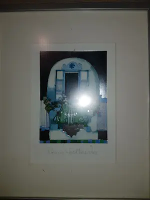 Rosina Wachtmeister - Blauw balkon met bloemen. kopen? Bied vanaf 3!