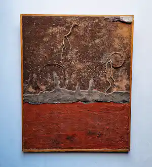 Anton van den Horst - Intrigerend materie ( cement, takjes, pigment) schilderij - 1976 - gesigneerd vendu pour 63€ !