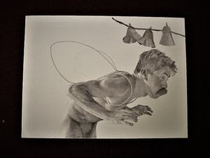 Rodolfo Meli - vermaard Toscaans Graficus - Groot Litho " Zelfportret als Icarus" gesigneerd kopen? Bied vanaf 30!