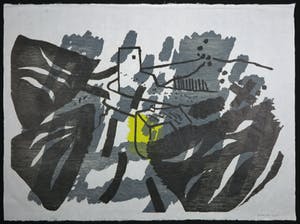 Jef Diederen - Lino op geschept papier, Zonder titel kopen? Bied vanaf 40!
