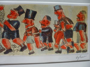 Franz Borghese - Aquatint ets, Titel, Raduno sportivo. kopen? Bied vanaf 175!