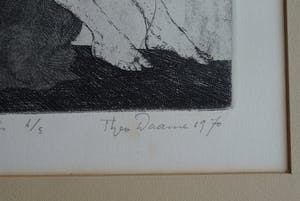 Theo Daamen - (1939-2021) : Ingelijste ets , Verwachting – 1970 – oplage 5 kopen? Bied vanaf 50!