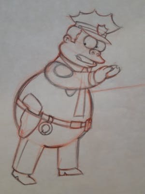 Matt Groening - lot van 2 originele productie tekeningen, The Simpsons, Chief Wiggum kopen? Bied vanaf 50!