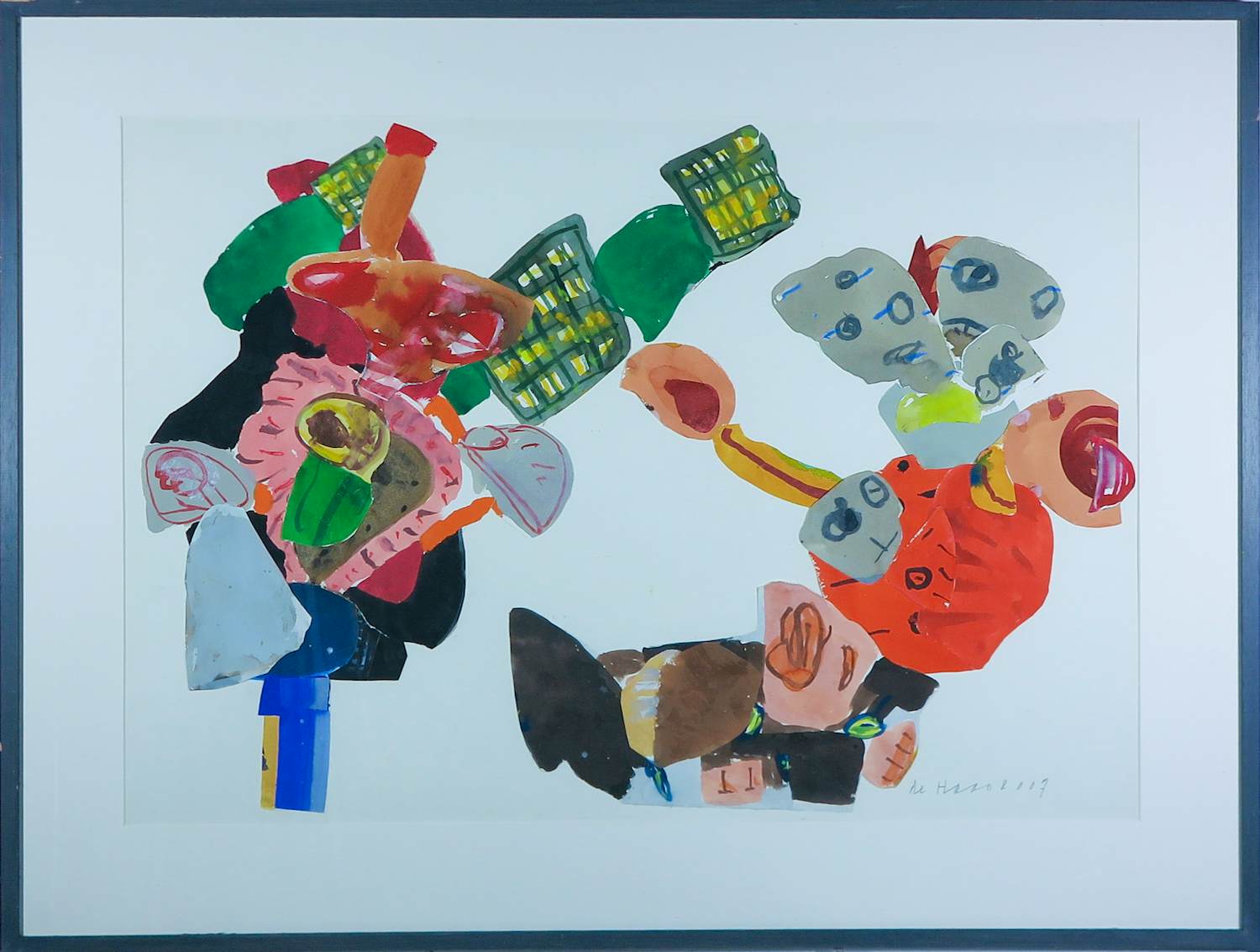 Jurjen de Haan - Collage van tekeningen, Zonder titel - Ingelijst (Groot) kopen? Bied vanaf 150!