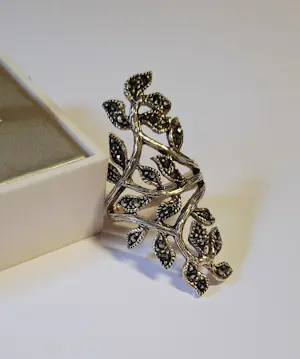 nieuwe Vintage handgemaakte  Zwitserse marcasiet setting 925  zilveren ring kaufen? Bieten Sie von 75!
