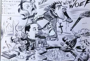 Rupert van der Linden - C3749-45, Cultuurbezuinigingen - spotprent verkocht voor € 45!