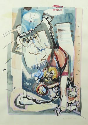 Ruud van der Beele - Gemengde techniek op papier, Z.t. Abstract - Ingelijst kopen? Bied vanaf 1!