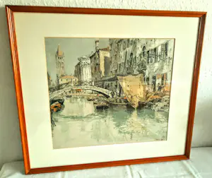Hans Figura - Farb Radierung Aquatinta auf Seide Brücke in Venedig 50er Jahre handsigniert kopen? Bied vanaf 220!